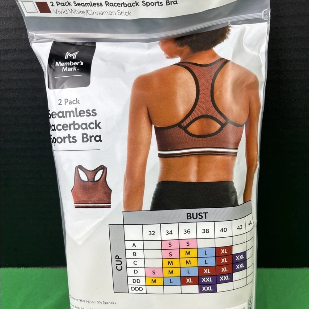 2 Pack Seamless Racerback Brown and White Sports Bras for Ultimate Comfort - Picture 4 of 4